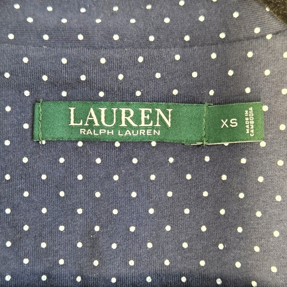 NWT!!! Lauren Ralph Lauren Navy Polka Dot Pajama Top, Size XS - Picture 4 of 5